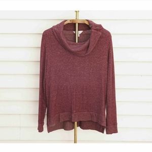 Market & Spruce Maroon Cowl Neck Sweater